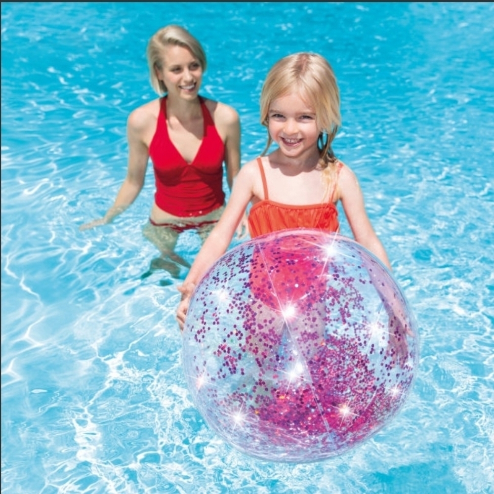 Intex Inflatable Glitter Beach/Pool Ball Pink Glitter/Summer Fun/BIG 28 in NEW!